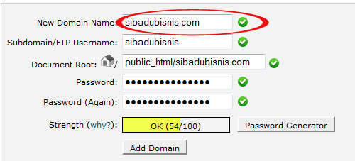 cara menambahkan addon domain