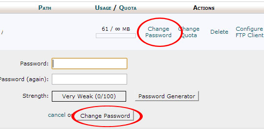 mengganti password ftp